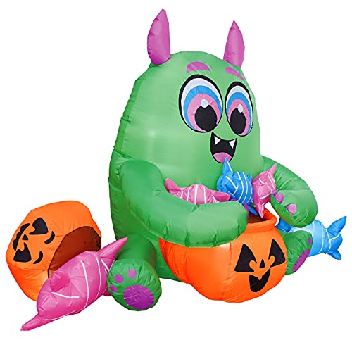 Joiedomi 5 FT Halloween Inflatable Monster Candy Inflatable Yard Decoration with Build-in LEDs Blow Up Inflatables for Halloween Party Indoor, Outdoor, Yard, Garden, Lawn Decorations