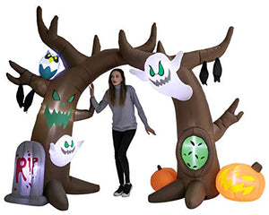 Joiedomi 8 FT Halloween Inflatable Scary Tree Archway with Build-in LEDs Blow Up Inflatables for Halloween Party Indoor, Outdoor, Yard, Garden, Lawn Decorations