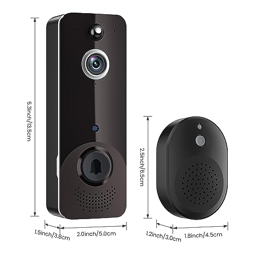 FISHBOT Smart Video Doorbell Camera Outdoor Wireless with Ring Chime, 1080p HD Video, AI Human Detection, Cloud Storage, Night Vision, Battery Powered, Real-Time Alert, Indoor Surveillance