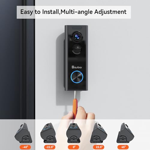Video Doorbell Camera Wireless with Ring Chime, HD Live View, Night Vision, AI Motion Detection, 2-Way Audio, Voice Changer, 2.4G WiFi, Battery Powered, Compatible with Alexa & Google Assistant,Black