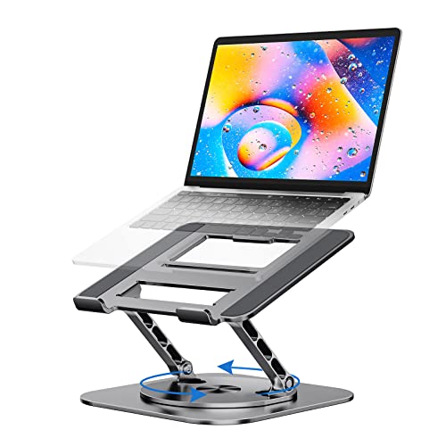 MCHOSE Laptop Stand, Adjustable Computer Stand, Ergonomic Laptop Riser with 360° Rotating Base, Notebook Stand Compatible with All 10-17” Laptops, Space Grey