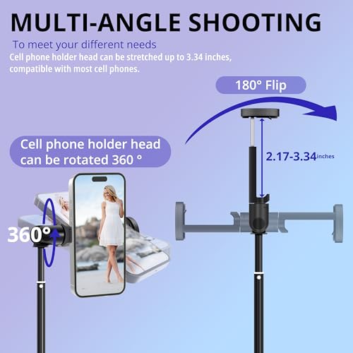 Selfie Stick Tripod, 60 inch Extendable Tripod Stand Phone Tripod Camera Tripod Wireless Remote Shutter Compatible with iPhone 15 14 13 12 11 pro Xs Max Xr,Android/Cameras