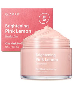 Glam Up - Brightening Pink Lemon Clay Mask - Vegan Face Mask,100% hypoallergenic, Brightening Lemon Clay Mask, Detox Face Mask, Deep Cleansing and Minimizing Pores, Organic Clay Mask, Clean Beauty, Face Mask Skincare for Acne - (125ml/4.23 Oz) Clay Mask f