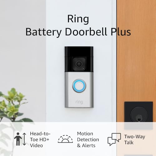 Ring Battery Doorbell Plus | Head-to-Toe HD+ Video, motion detection & alerts, and Two-Way Talk (2023 release)