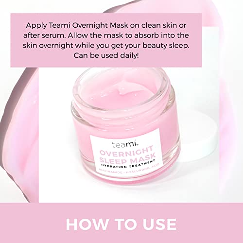 Teami Overnight Face Mask - Vegan and Organic Overnight Mask - Sleeping Facial Mask - Face Moisturizer and Hydrating Mask with Niacinamide and Vitamin C - Night Glow Face Mask Skincare