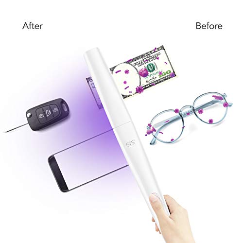 UV Light Sanitizer Wand, Portable UVC Light Disinfector Lamp Chargable Foldable for Home Hotel Travel Car Kills 99% of Germs Viruses & Bacteria 59S X5