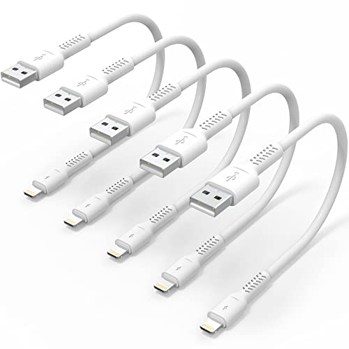 6 inch iPhone Charge Cable Short, 0.5ft 5Pack USB to Lightning Cord for Fast Charging Stations Compatible with Apple iPhone 12 11 Pro Max Xs 8 7 6 5 Plus, iPad Air/Mini