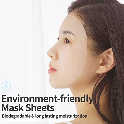 [ASNO] Korean Vegan Sheet Mask, Face Mask Skin Care, Hydrating, Soothing & Moisturizing Facial Sheet Mask with Collagen, Centella – K Beauty Face Mask for All Skin Type-Boost hydration -5P