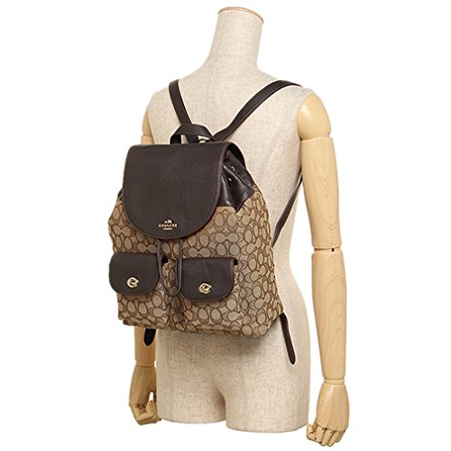 Coach F54795 Billie Backpack In Outline Signature Leather Gold/Khaki/Brown