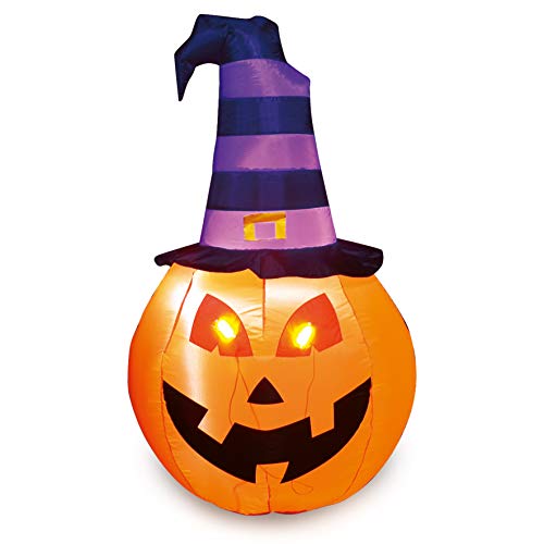Joiedomi Halloween 5 FT Inflatable Pumpkin with Witch Hat, Build-in LEDs Blow Up Inflatables for Halloween Party Indoor, Outdoor, Yard, Garden, Lawn Decorations