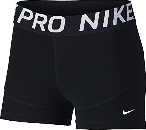 Nike Women's Pro 3" Training Shorts (Indigo Force/Black, Medium) (Black White, Medium)