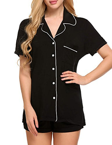Ekouaer Slip Pajama Set Womens Short Sleepping Wear Set(Black, Medium)