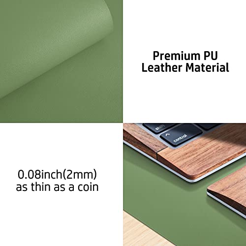 Leather Desk Pad Protector,Mouse Pad/Mat, Non-Slip PU Leather Desk Blotter for Laptop,Waterproof Desk Writing Pad for Office and Home (31.5" x 15.7",Olive Green)