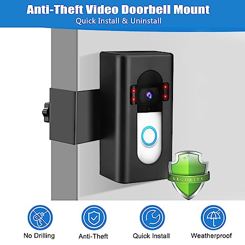 Doorbell Mount for Ring, Apartment Anti Theft Video Doorbell Camera Holder for Ring, Adjustable No Drill Metal Doorbell Bracket, Video Doorbell Door Mount for Ring 1/2/3/4/3 plus/2020/21pro/pro2