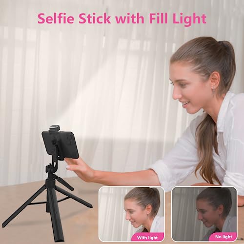 Selfie Stick with Remote & Light, 63” Extendable Selfie Stick Tripod for iPhone/Camera/Travel, 360° Rotation iPhone Stand Tripod Travel Tripod for iPhone 14/13/12/11/11 Pro/XS Max/XS/XR/X/8/7