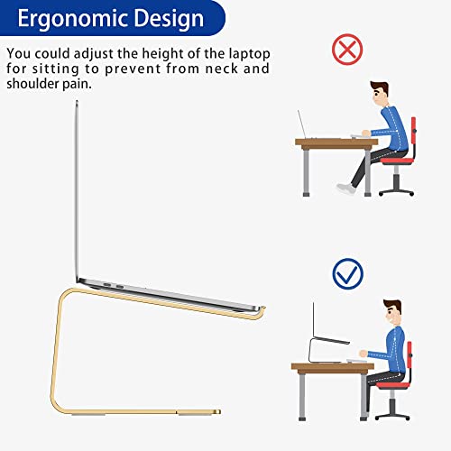 BESIGN LS03 Aluminum Laptop Stand, Ergonomic Detachable Computer Stand, Riser Holder Notebook Stand Compatible with Air, Pro, Dell, HP, Lenovo More 10-15.6" Laptops, Gold