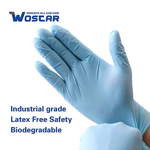 Wostar Nitrile Disposable Gloves 2.5 Mil Pack of 100, Latex Free Safety Working Gloves for Food Handle or Industrial Use