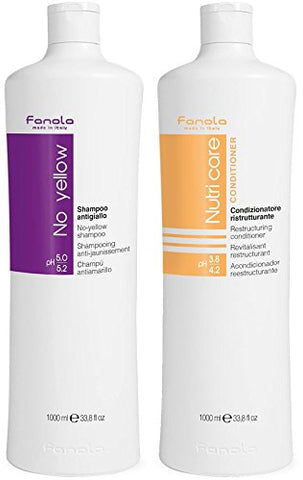 Fanola No Yellow Shampoo & Nutri Care Conditioner, 1000 ml