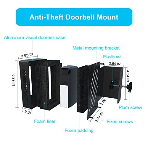 Bleu Clair Anti-Theft Doorbell Mount All Metal No Need to Drill Not Block Doorbell Motion Sensor Compatible with Ring & Other Video Doorbells for Home Rentals Office Room Apartment