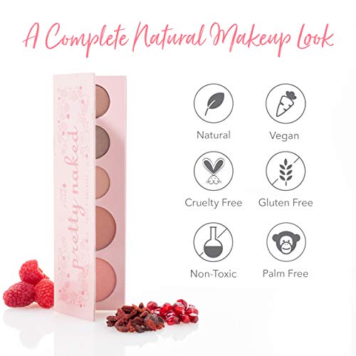 100% PURE Pretty Naked Palette (Fruit Pigmented), Everyday Makeup Palette w/ 3 Eyeshadows, Blush, Face Highlighter, Natural Makeup Look, Vegan Makeup (Soft, Neutral Tones)