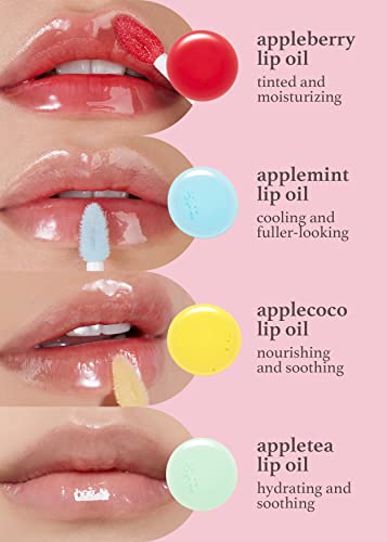 NOONI Korean Lip Oil - Appleberry | Moisturizing, Revitalizing, and Tinting for Dry Lips with Raspberry Fruit Extract, 0.12 Fl Oz