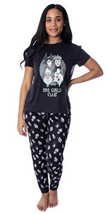Disney Villains Women's Bad Girls Club 2 Piece Shirt And Pants Jogger Style Pajama Set (X-Large)