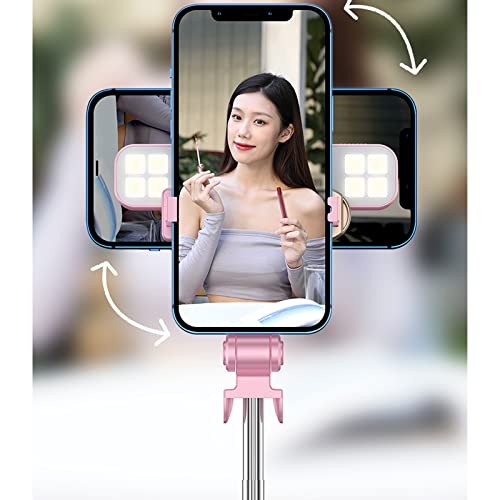 Selfie Stick Tripod,MQOUNY Extendable Selfie Stick Tripod with Light with Detachable Wireless Remote and Tripod Stand Compatible with iPhone, Samsung Galaxy and Smartphone (Pink)