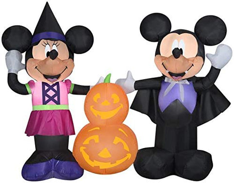 Gemmy 5.5' Wide Airblown Mickey and Minnie w/Pumpkins Disney Halloween Inflatable