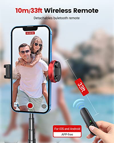Starkou 60" Selfie Stick, Phone Tripod with Wireless Remote, Extendable Selfie Stick Tripod Compatible with 4''-7'' iPhone and Android Phones with Dust Bag (Black)