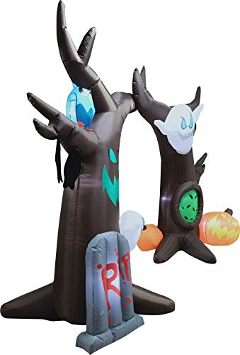 Joiedomi 8 FT Halloween Inflatable Scary Tree Archway with Build-in LEDs Blow Up Inflatables for Halloween Party Indoor, Outdoor, Yard, Garden, Lawn Decorations