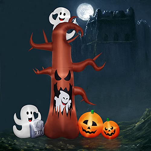 joybest 10FT Halloween Inflatables Blow Up LED Inflatable Dead Tree with Ghost and Pumpkins for Outdoor Indoor Garden Yard Lawn Party Holiday Decoration