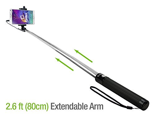 Cellet Extendable Self Portrait Selfie Handheld Monopod with Aux Cable for Smartphones - Black