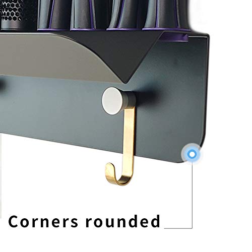 Wall Mount Mulfunctional Holder for Dyson Airwrap Styler Hair Curling Iron Wand Barrels and Brushes, Sturdy Metal Storage Stand Rack with Cord Organizer Hook for Home Bedroom Bathroom Hair Salon