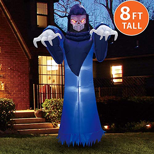 Joiedomi Halloween 8 FT Inflatable Spooky Warlock with Build-in LEDs Blow Up Inflatables for Halloween Party Indoor, Outdoor, Yard, Garden, Lawn Decorations