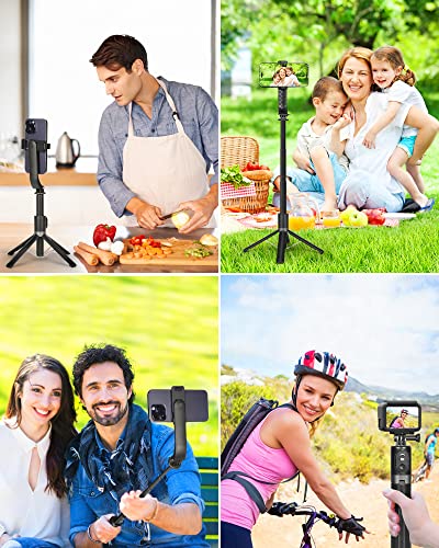 Eocean Selfie Stick Tripod with Remote, High Strength 4-Legs & Extendable Aluminum Tube Quadripod Cell Phone Tripod for iPhone/Android/GoPro, 55" Portable Travel Tripod