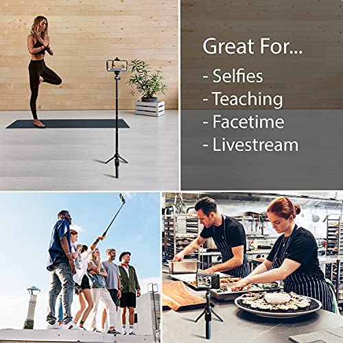Fugetek 48" Compact Selfie Stick & Tripod, Extendable, Wireless Bluetooth Remote, Lightweight Aluminum, Travel Ready, Compatible with iPhone 14 13 12 Pro Xs Max Xr X 8Plus 7 & Android