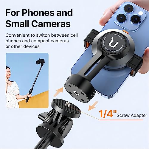 ULANZI Magnetic Cell Phone Tripod, Compatible with MagSafe, SK-05 Phone Tripod 62.99" Extendable Magnetic Selfie Stick Tripod Stand with Wireless Remote, Tripod for iPhone 14 13 12 & All Phones