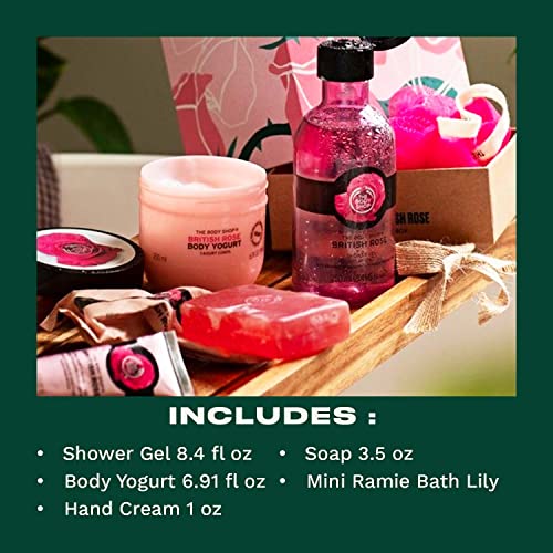 The Body Shop Bloom & Glow British Rose Essentials Gift Set, Vegan Formula with Rose, Hydrating & Rejuvenating Skincare for All Skin Types, Floral, 5 Count