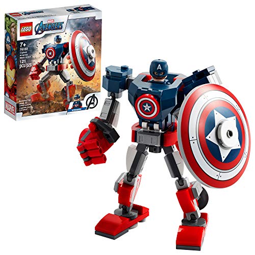 LEGO Marvel Avengers Classic Captain America Mech Armor 76168 Collectible Captain America Shield Building Toy, New 2021 (121 Pieces)