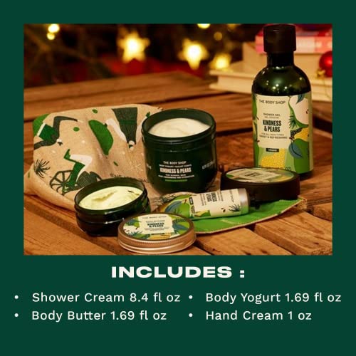 The Body Shop Kindness & Pears Essentials Gift Set, Festive Skincare Treats, Vegan, Pear, Fruity, 4 Items