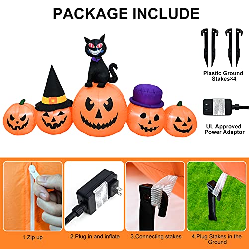 ALLADINBOX Halloween Inflatables 8 FT Outdoor Decoration Pumpkins with Witch's Hat and Black Cat - LED Lights Blow Up for Halloween Party Indoor Outdoor, Yard, Garden, Lawn, Stage Prop Decoration