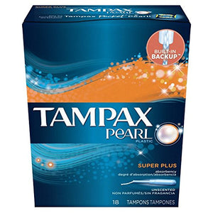 Tampax Pearl Tampons Super Plus Unscented 18 Each (Pack of 3)