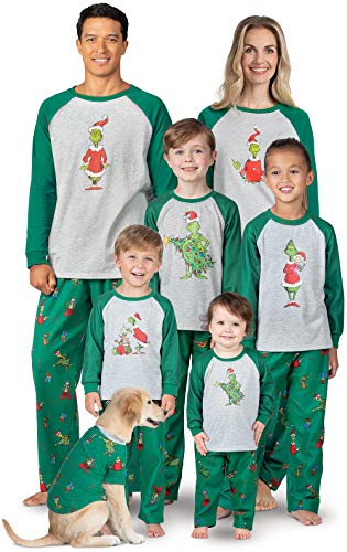PajamaGram Fun Holiday Grinch Pajamas - Family PJs, Gray, Women's, M, 8-10