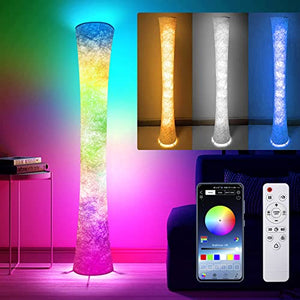 WORLD WIN Smart Led Floor Lamps, RGB Color Changing with APP & Remote Control, 62 Inch DIY Mode Music Sync Standing Modern Corner Lamp Decor for Living Room Bedroom Game, 1 Piece