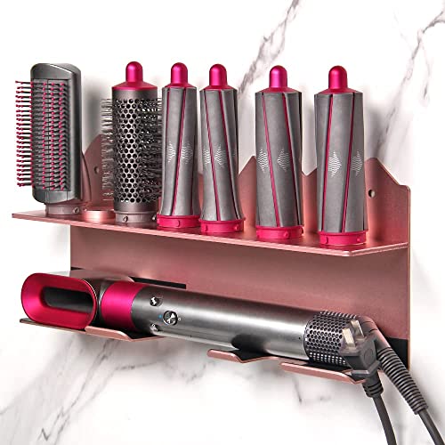 Wall Mounted Holder for Dyson Airwrap Styler Accessories Storage Stand Rack Bracket with Adhesive for Home Bedroom Bathroom Organizer (Pink)