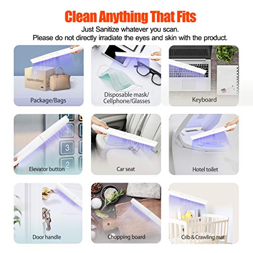 UV Light Sanitizer Wand, Portable UVC Light Disinfector Lamp Chargable Foldable for Home Hotel Travel Car Kills 99% of Germs Viruses & Bacteria 59S X5
