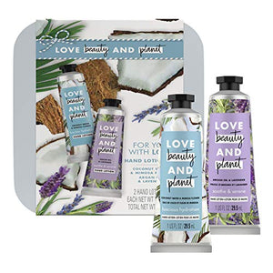 Love Beauty And Planet Hand Lotion Gift Set Coconut Water Mimosa + Lavender Argan Oil Vegan, Certified Cruelty Free, No Parabens, Sulfate Free 2 Count