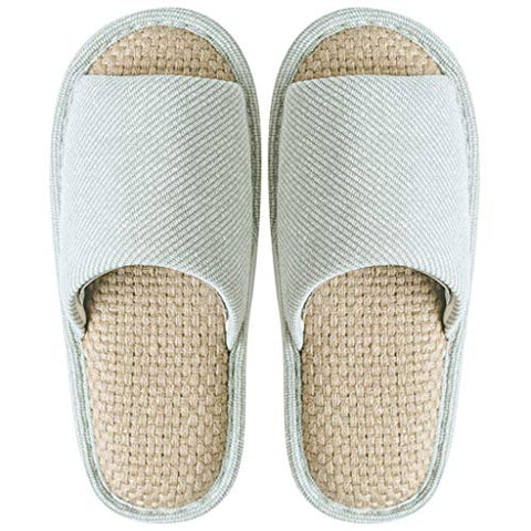 Open Toe Slide Slippers Slippers Cotton and Linen Fabric Slippers Comfortable Non-Slip Indoor Slippers Open Toe Unisex Flip Flops (Color : Green, Size : Sole Length 27.5cm)