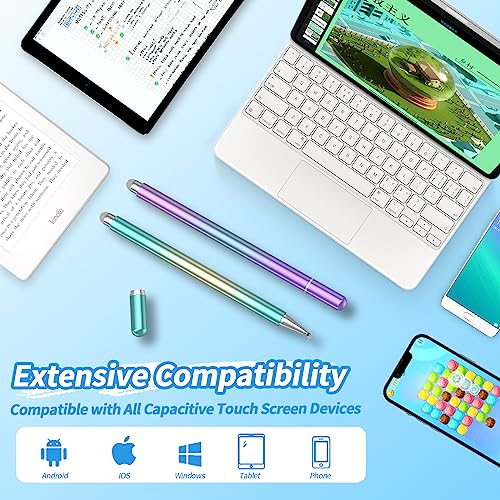 Stylus Pens for Touch Screens(2 Pcs), 2-in-1 High Precision Stylus Pen for iPad, Stylus Pencil Compatible with iPad/Android/Tablet/iPhone and All Capacitive Touch Screens