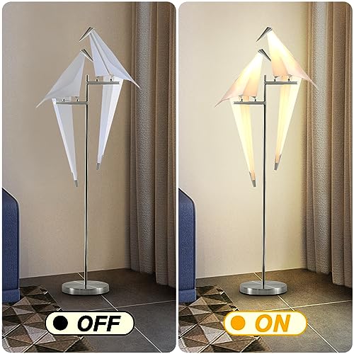MORE CHANGE 72In Modern LED Floor Lamp, Bird Floor Light Silver Metal Fixtures for Living Room Bedroom Dinning Room Office